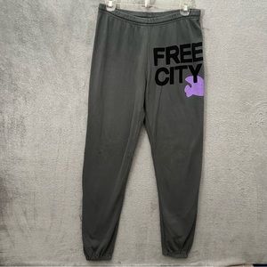 Freecity Gray Joggers with Black and Purple Logo
